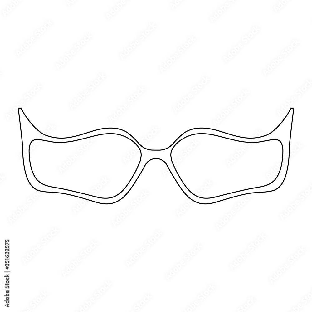 Fototapeta premium Sunglasses with a contour.White frame of stylish glasses.Accessories for summer.Vector illustration