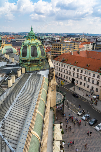 Architecture and landmark skyline of Prague in Czech Republic.