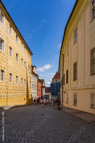Golden lane Castle district street of Prague in Czech Republic.