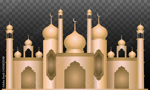 Masjid 3D Illustration Vector of Golden color with Transparent Background photo