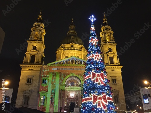 Canvas Print The Christmas market and tree in the vicinity of the St