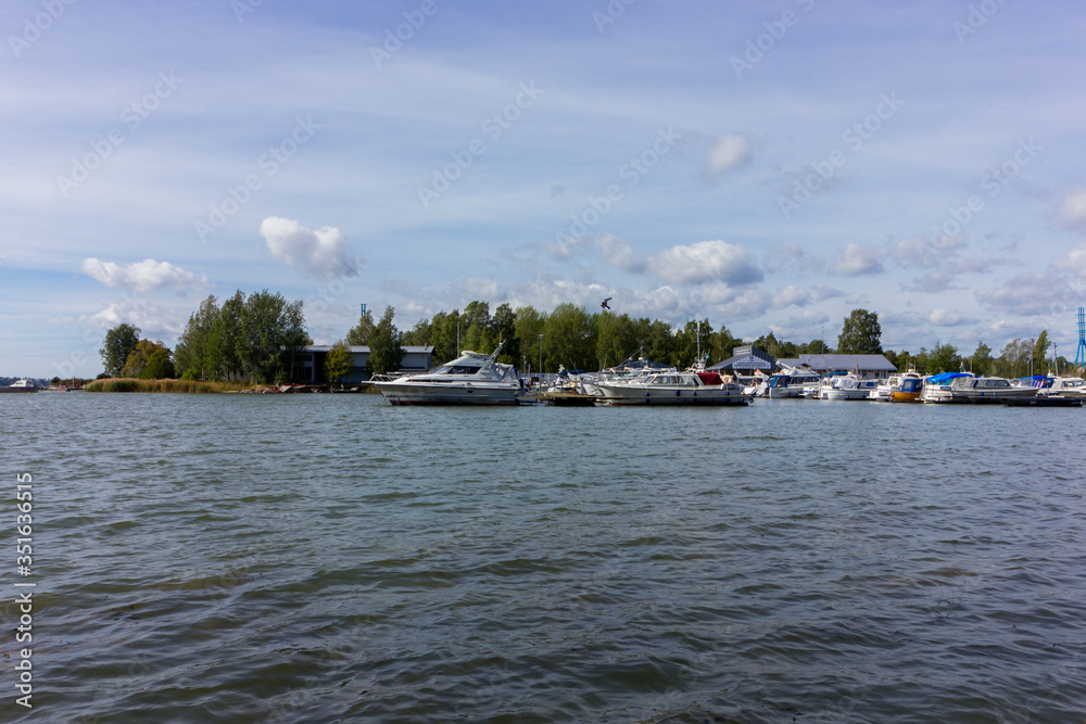 Helsinki, Finland - September 02, 2019: marina boat station for sailing yachts.