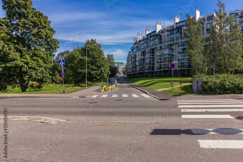 Helsinki, Finland - September 02, 2019: city streets on a day off without a transport port and people.
