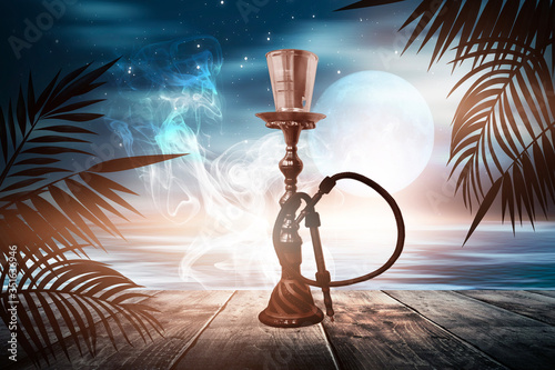 Oriental hookah with smoke ...