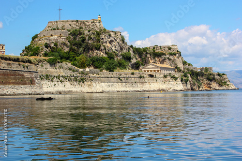 corfu castle an island fort in the Mediterranean sea of greece. With nobody,