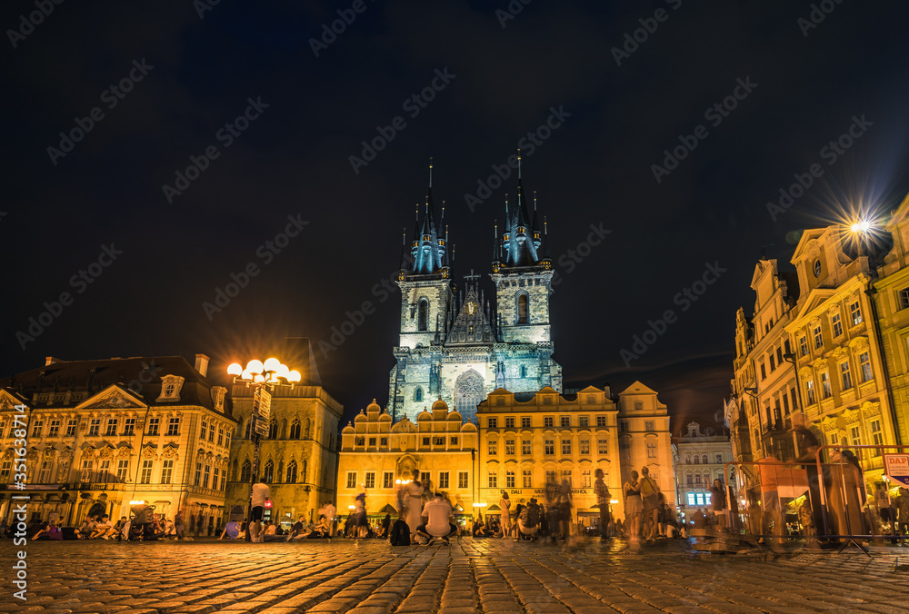Our Lady before Tyn Prague in Czech Republic at night.