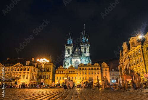Our Lady before Tyn Prague in Czech Republic at night.