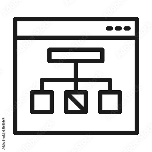 web page with conceptual map icon, line style