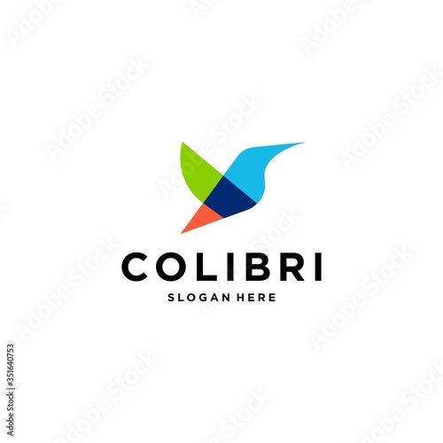 hummingbird colibri bird logo vector icon illustration in trendy colorful geometric style photo