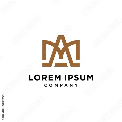 A M MA AM logo initial with crown icon in elegant gold color minimal style