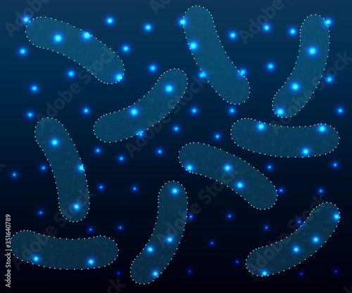 Bacteria probiotics, polygon, blue 3
