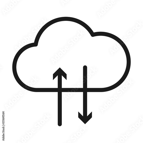 cloud storage with arrows icon, line style