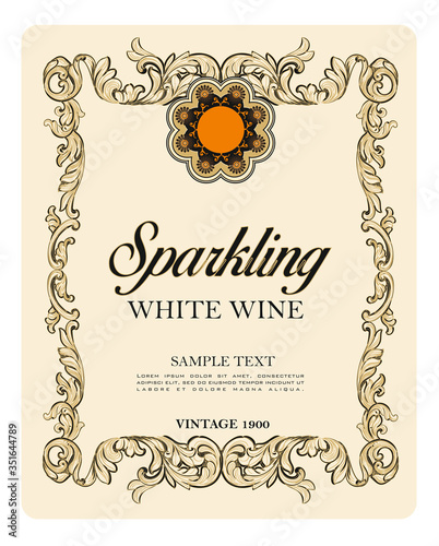 WINE LABEL ITALIAN DRINKS, DECORATIVE STICKER FOR SPARKLING WINE PROSECCO
