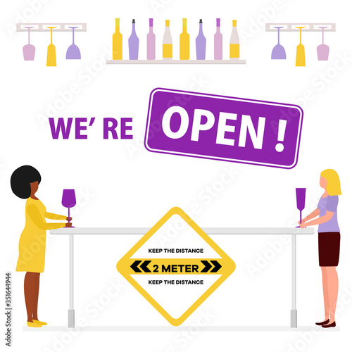 Quarantine open cafe bar Social distancing People