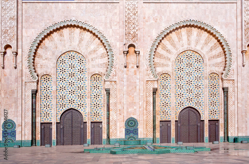 Exterior of Hassan II Mosque in Casablanca, Morocco, Africa