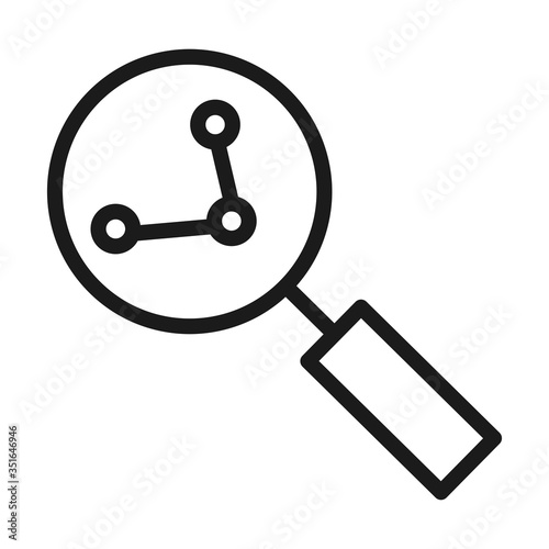 magnifying glass with share symbol icon, line style