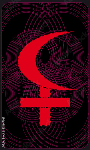 Tarot cards - back design. Astrological Symbols. Lilith