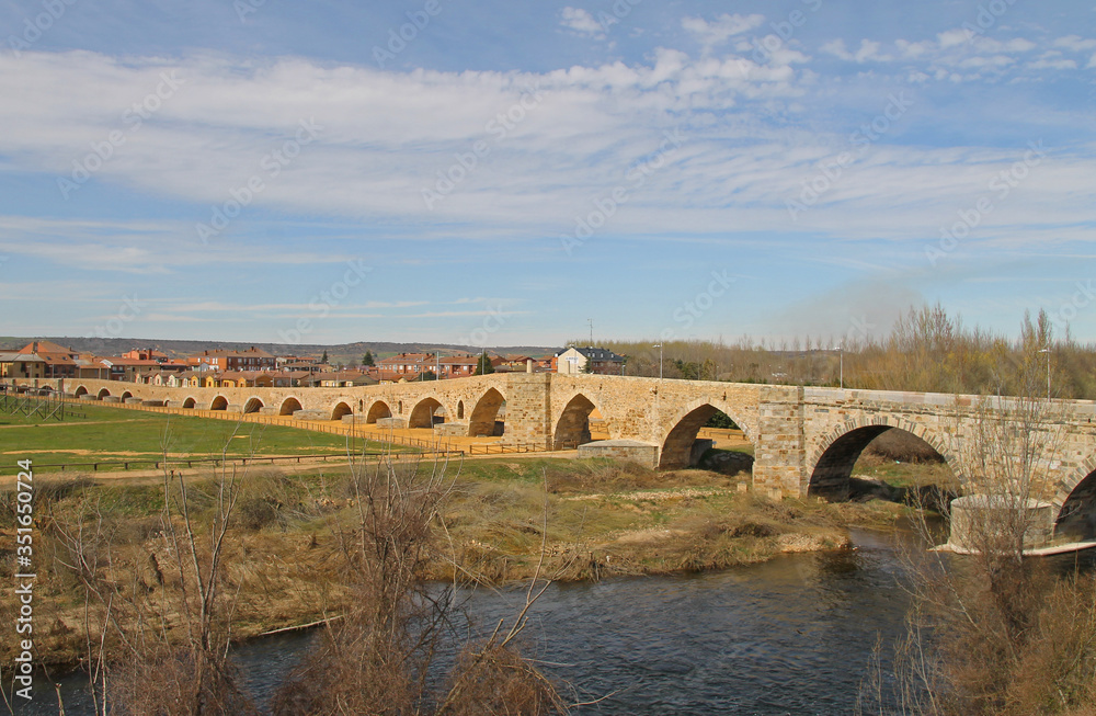 The Paso Honroso bridge where a knightly duel ocurred between July 10 and August 9, 1434, for the knight Suero de Quiñones. That tournament was narrated and sung by many poets of the time.