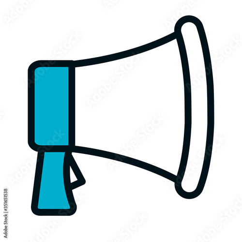 megaphone device icon, half color half line style