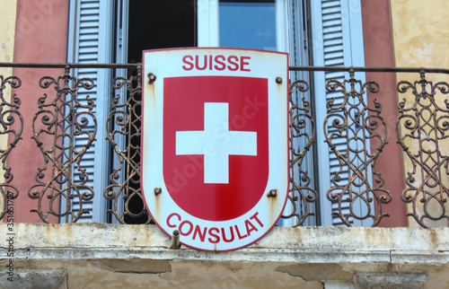 Billede på lærred Swiss consulate sign