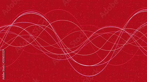 Red Digital Sound wave on technology background,Flowing concept,design for music studio and science,Vector Illustration.