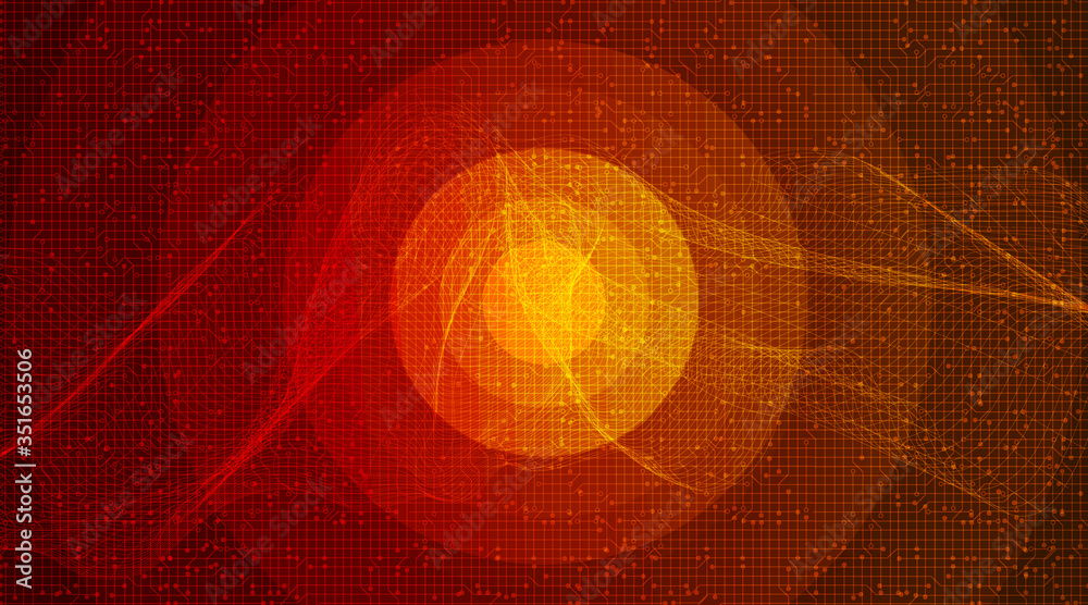 Circle Orange Digital Sound Wave,technology and earthquake wave concept,design for music industry,Vector,Illustration.