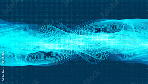 Futuristic Digital Sound Wave on Light Blue Background,technology and earthquake wave diagram concept,design for music studio and science,Vector Illustration.