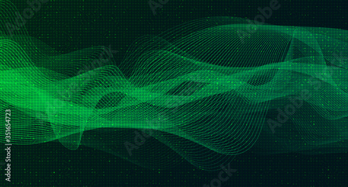 Dark Green Sound Wave background,technology and Earthquake wave diagram concept; design for education and science; Vector Illustration.