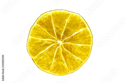 dried lemon on white background.