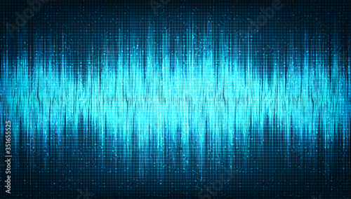 Digital Sound Wave Low and Hight richter scale on Light Blue Background,technology and earthquake wave diagram concept,design for music studio and science,Vector Illustration.