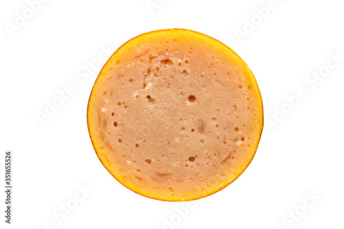 cut cross section sausage isolated on white background