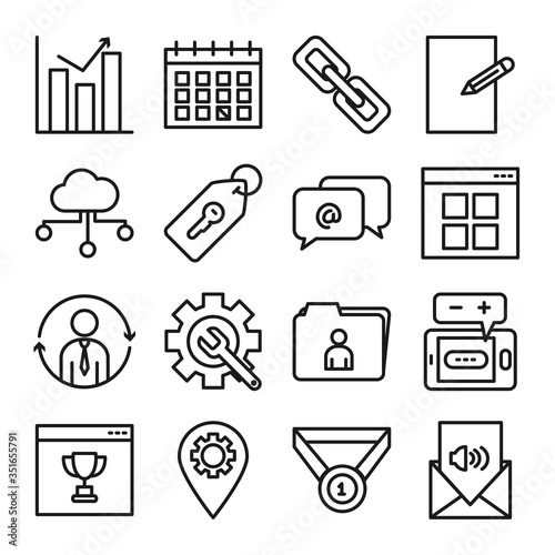 calendar, Seo and marketing online icon set, line style