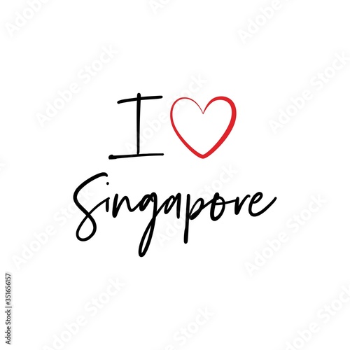 I love Singapore calligraphy vector design