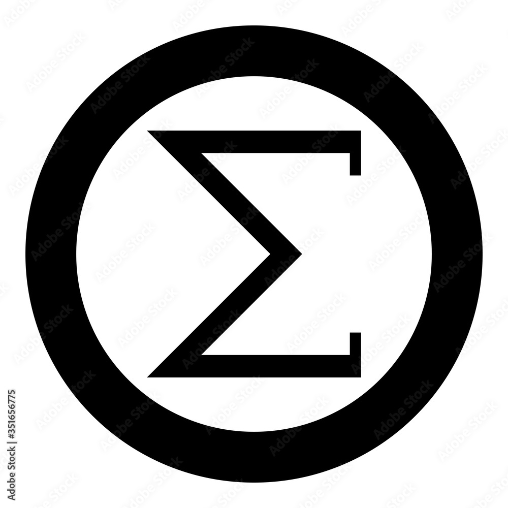 Sigma greek symbol capital letter uppercase font icon in circle round black color vector illustration flat style image Sigma greek symbol capital letter uppercase font icon in circle round black color vector illustration flat style image