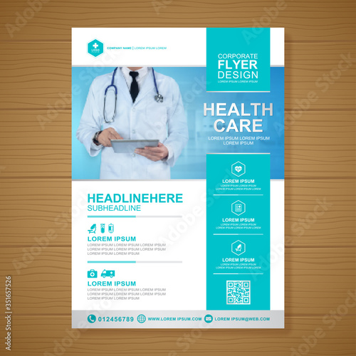 Corporate healthcare and medical cove a4 flyer design template for print