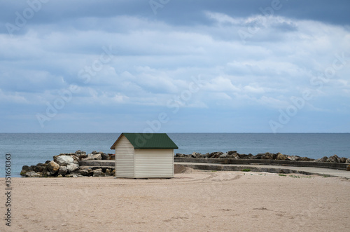 Wooden cabin on beach