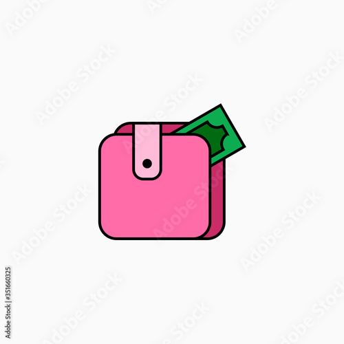 Wallet flat icon vector illustration isolated on white background.