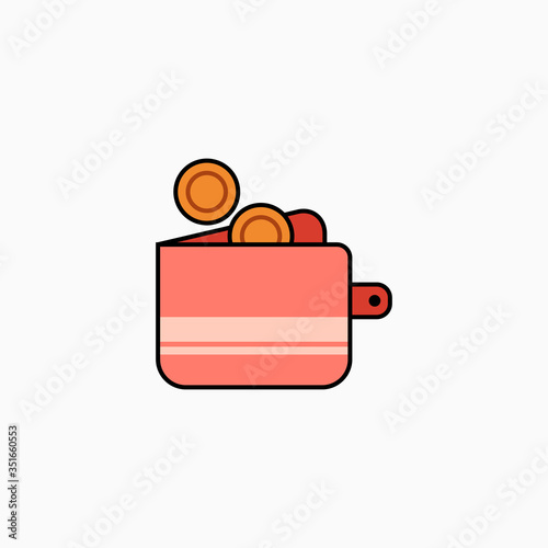 Wallet flat icon vector illustration isolated on white background.
