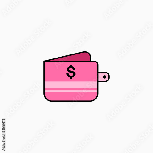 Wallet flat icon vector illustration isolated on white background.