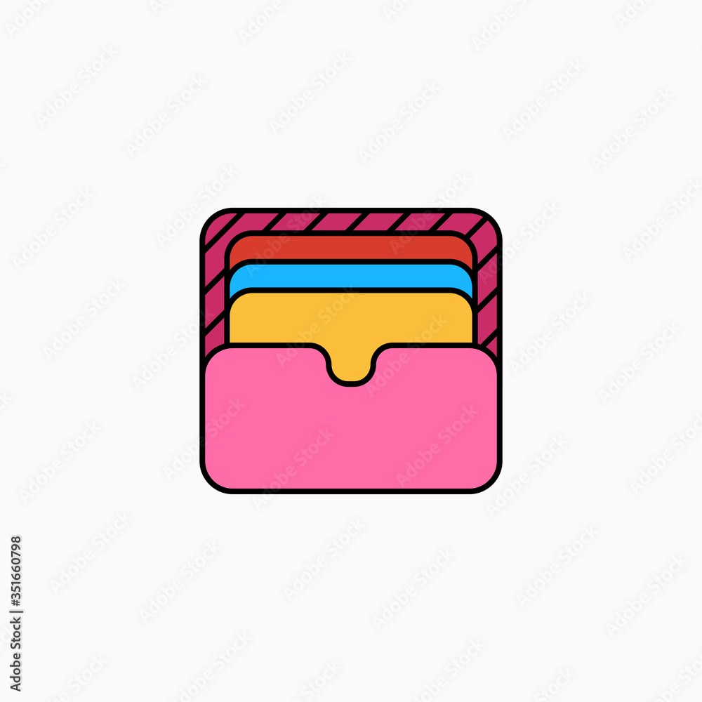 Wallet flat icon vector illustration isolated on white background. Wallet flat icon vector illustration isolated on white background.