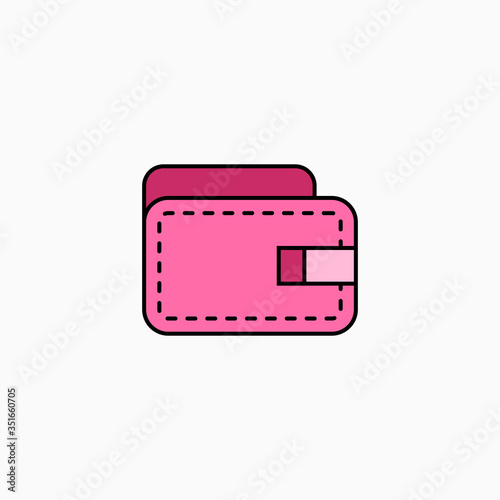 Wallet flat icon vector illustration isolated on white background.