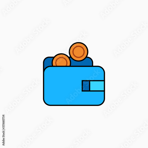 Wallet flat icon vector illustration isolated on white background.
