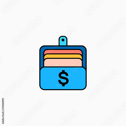 Wallet flat icon vector illustration isolated on white background.