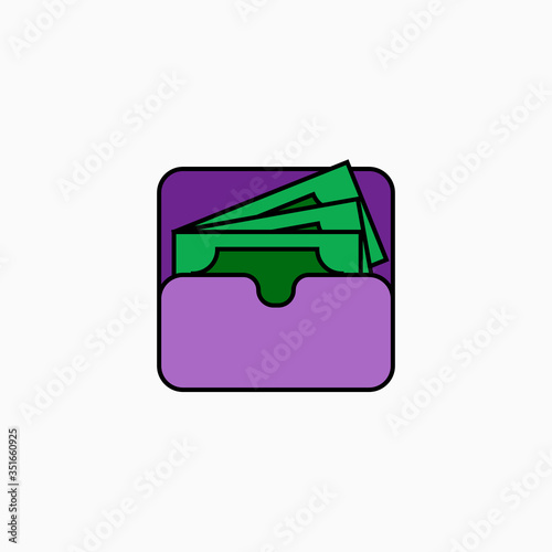 Wallet flat icon vector illustration isolated on white background.