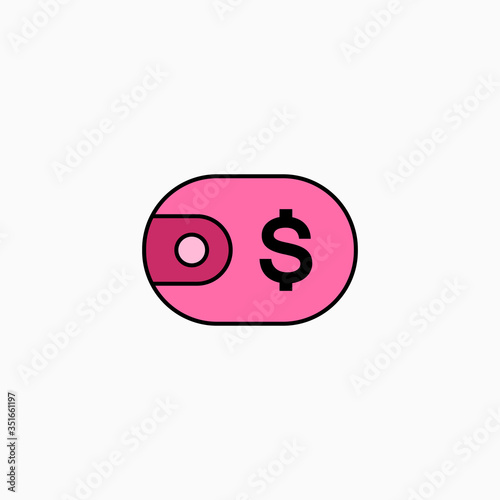 Wallet flat icon vector illustration isolated on white background.