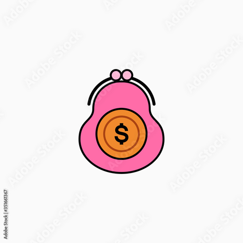 Wallet flat icon vector illustration isolated on white background.