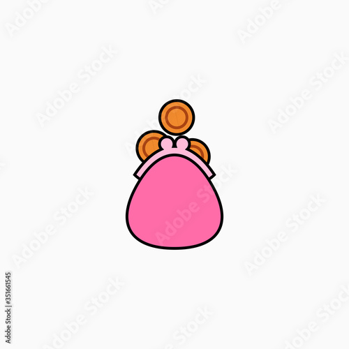 Wallet flat icon vector illustration isolated on white background.