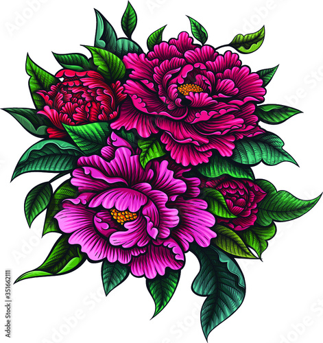 Vector Colorful Summer Flowers Illustration