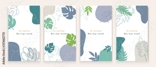 Creative hard paint cover design backgrounds vector. Minimal trendy style organic shapes pattern with copy space for text design for invitation, Party card,Social Highlight Covers and stories page