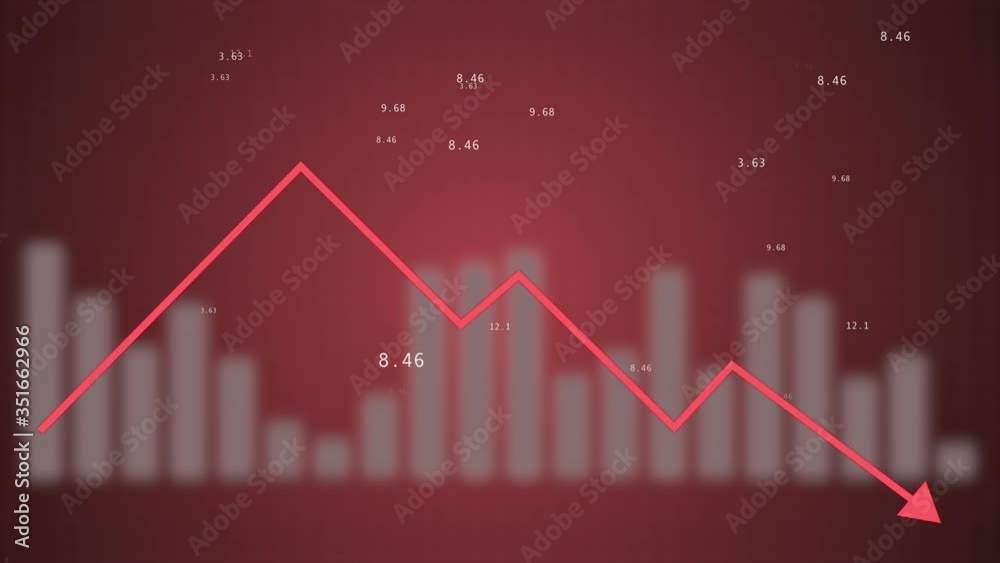 Rapid decline red chart as a symbol of the fall of quotations of the stock market. Rapid decline red chart as a symbol of the fall of quotations of the stock market.